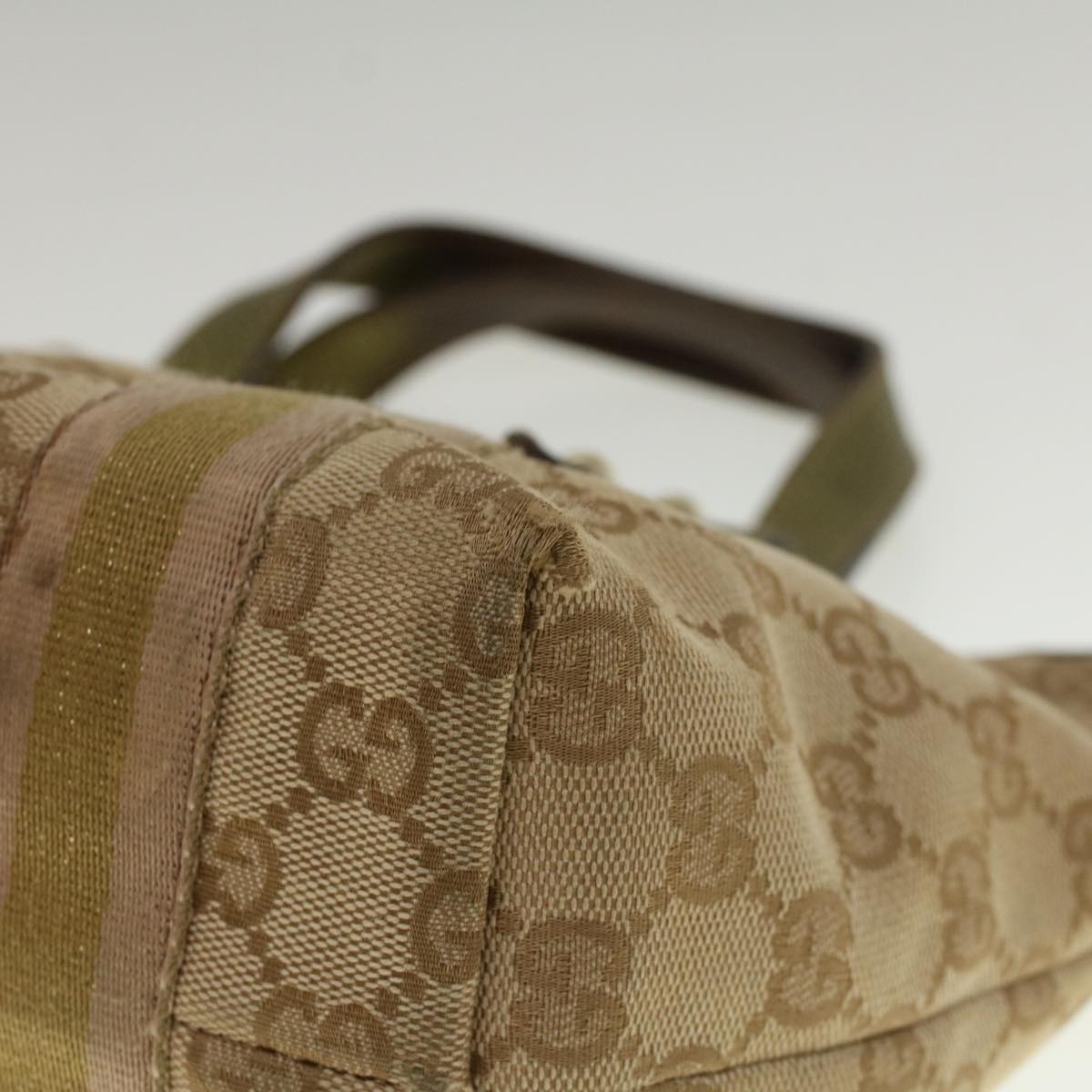 GUCCI GG Canvas Sherry Line Hand Bag Beige Gold Pink 139261 57773
