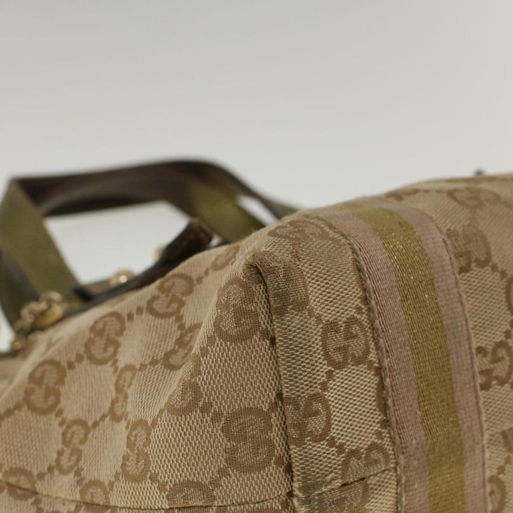 GUCCI GG Canvas Sherry Line Hand Bag Beige Gold Pink 139261 57773