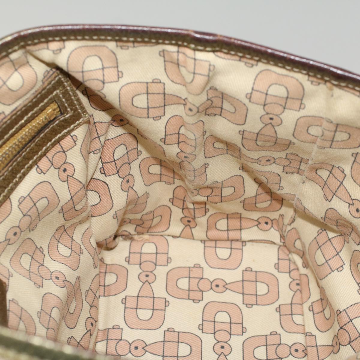 GUCCI GG Canvas Sherry Line Hand Bag Beige Gold Pink 139261 57773