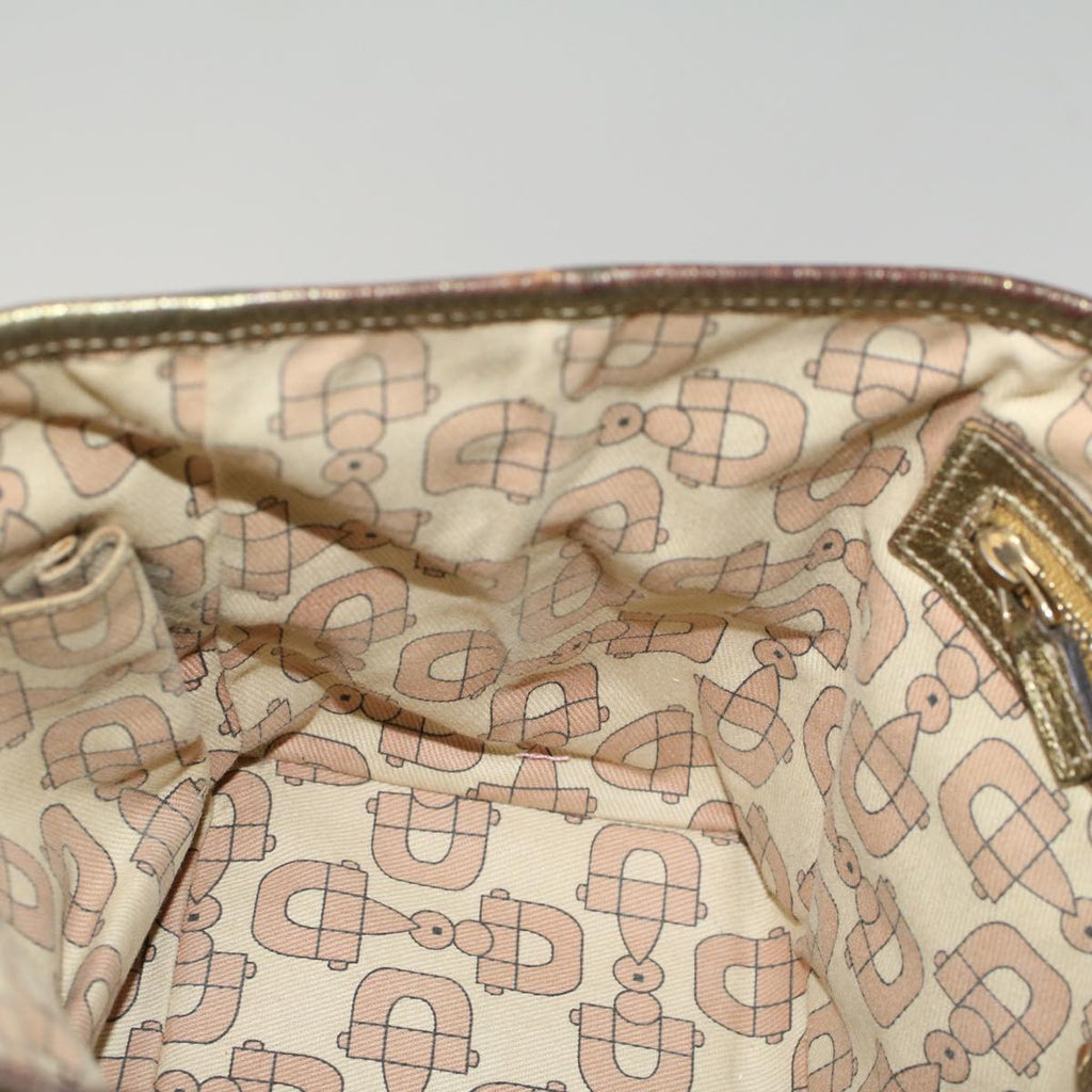 GUCCI GG Canvas Sherry Line Hand Bag Beige Gold Pink 139261 57773