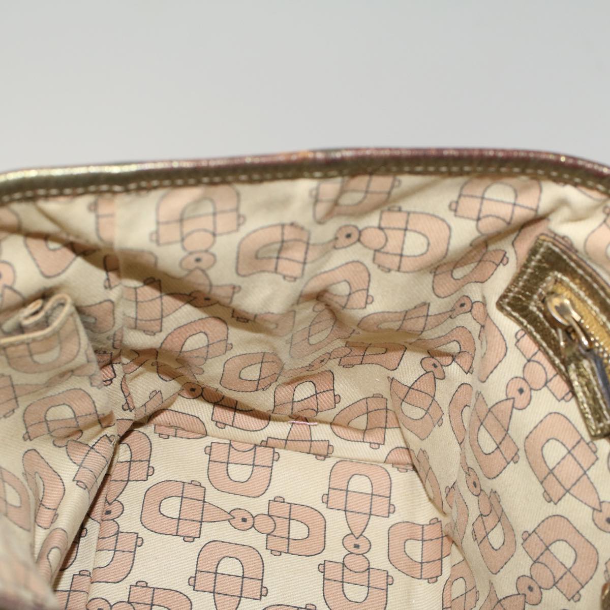 GUCCI GG Canvas Sherry Line Hand Bag Beige Gold Pink 139261 57773