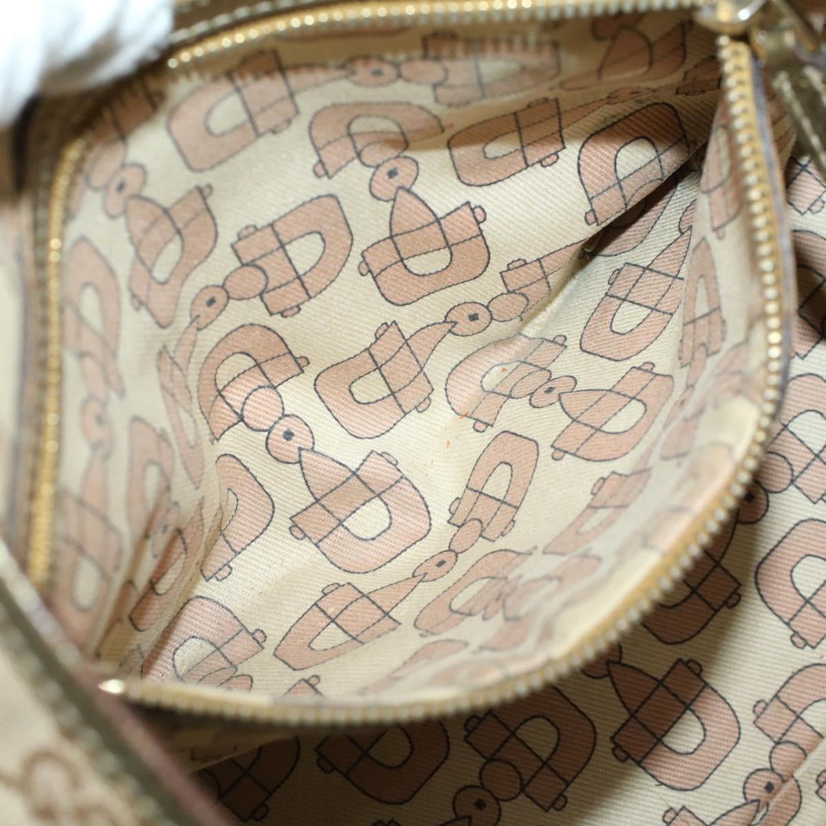 GUCCI GG Canvas Sherry Line Hand Bag Beige Gold Pink 139261 57773