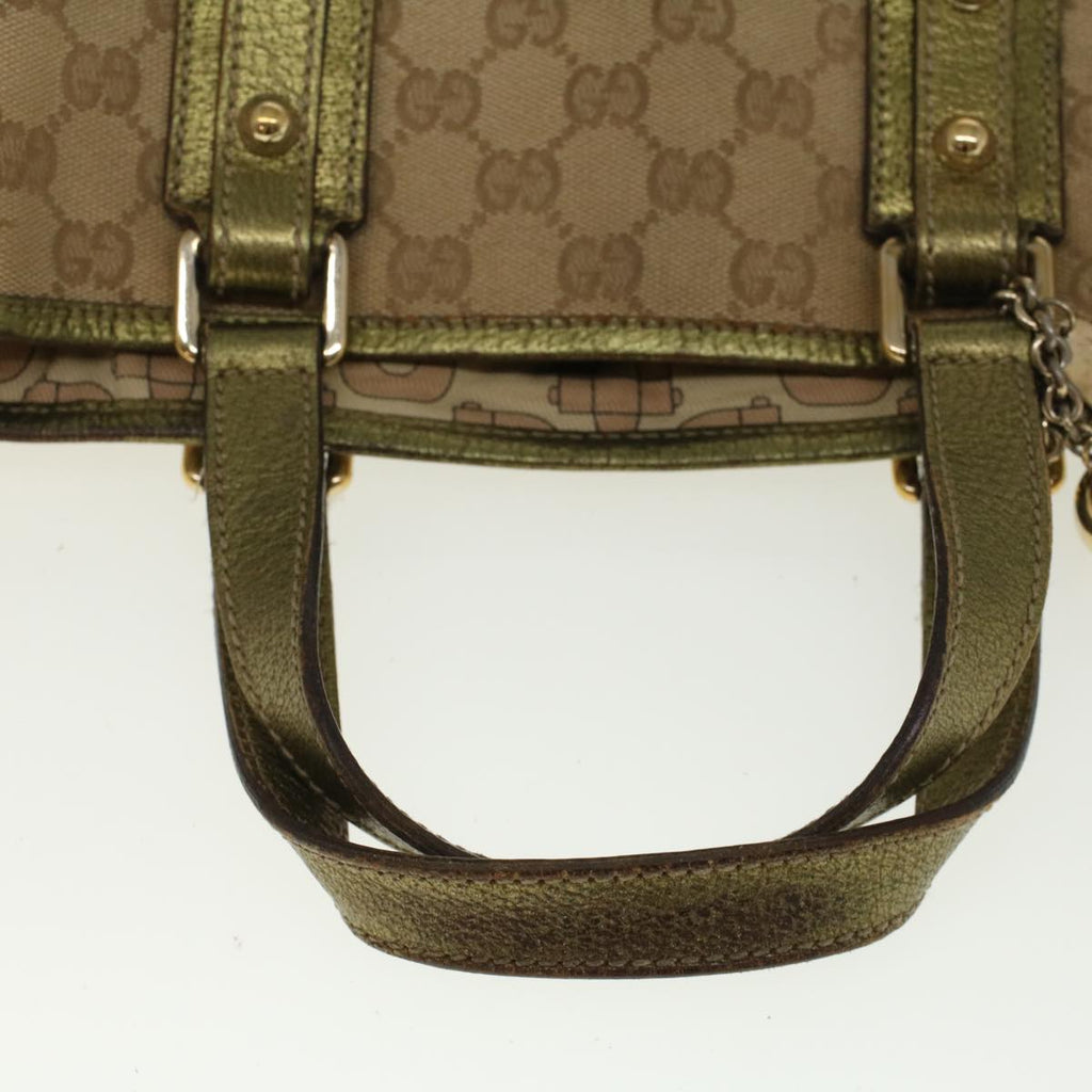GUCCI GG Canvas Sherry Line Hand Bag Beige Gold Pink 139261 57773