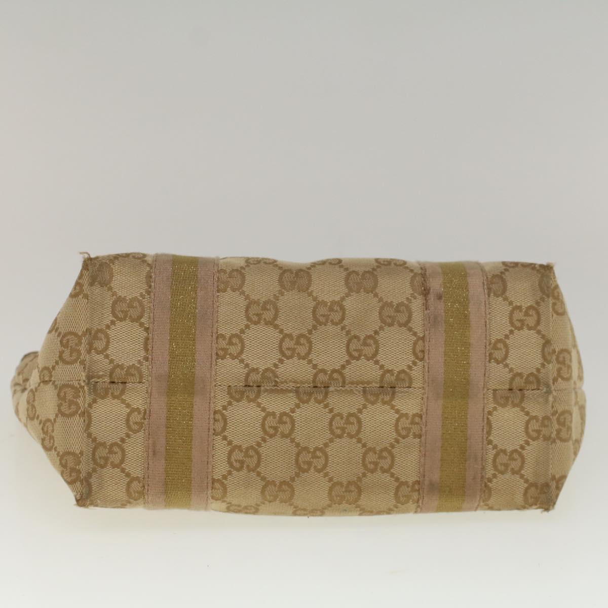 GUCCI GG Canvas Sherry Line Hand Bag Beige Gold Pink 139261 57773