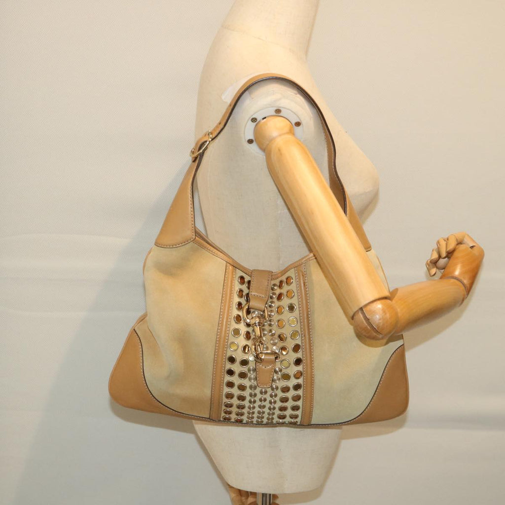 GUCCI Shoulder Bag Suede Leather Beige 153029 57781