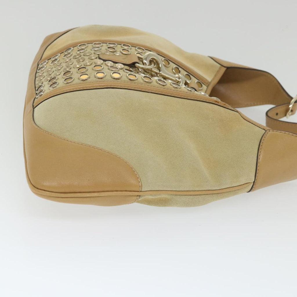 GUCCI Shoulder Bag Suede Leather Beige 153029 57781