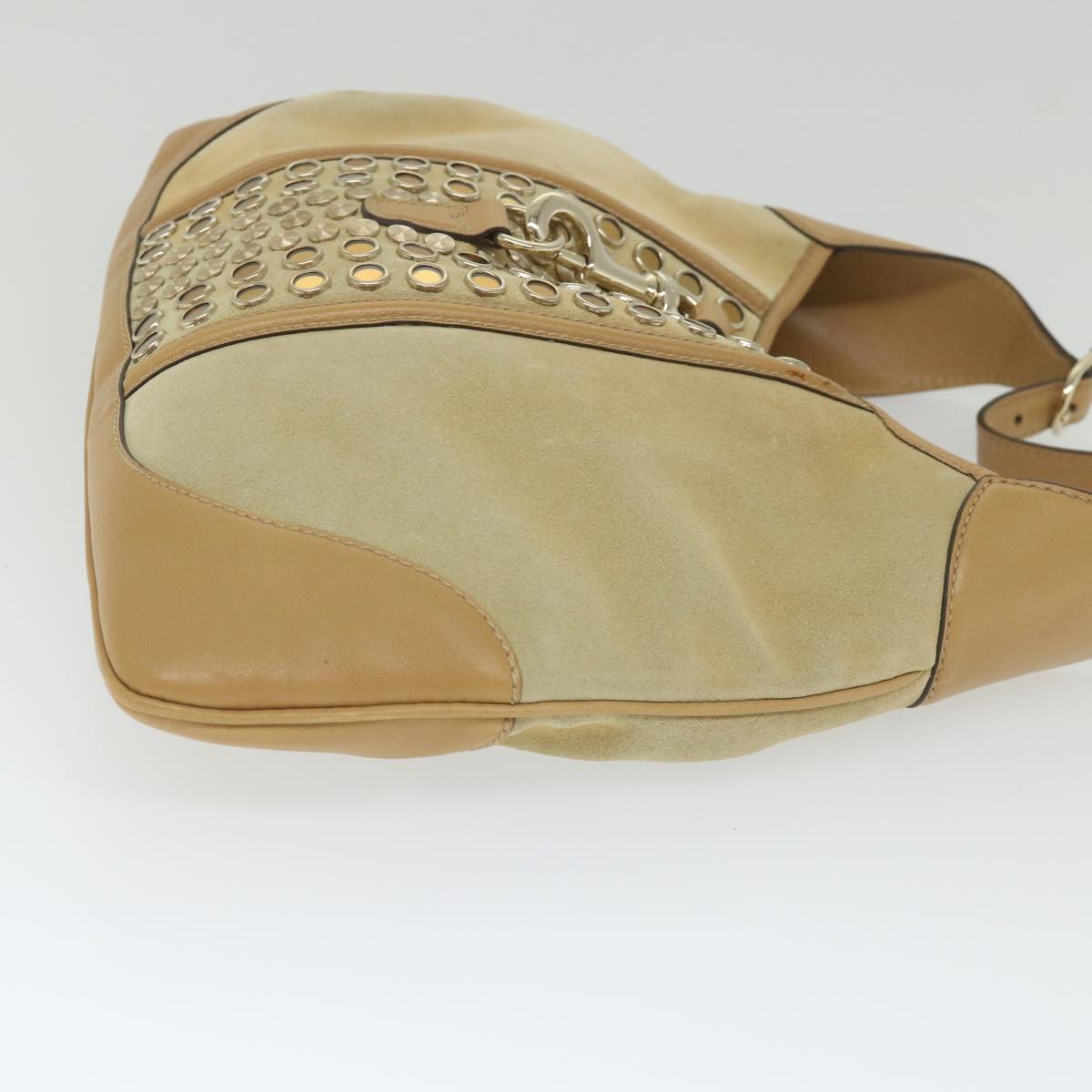 GUCCI Shoulder Bag Suede Leather Beige 153029 57781