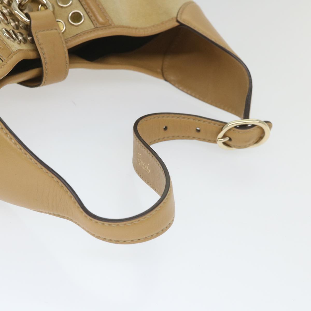 GUCCI Shoulder Bag Suede Leather Beige 153029 57781