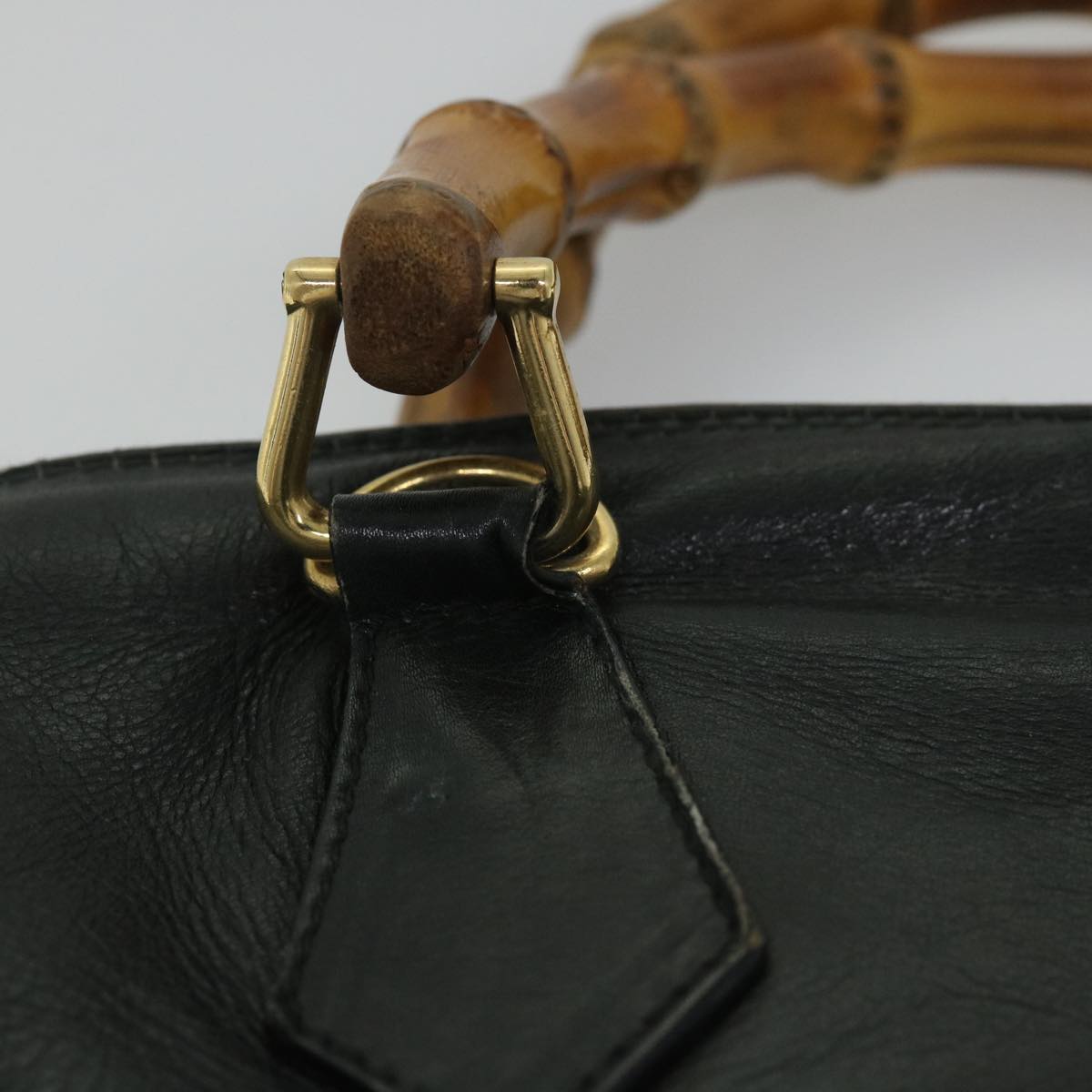 GUCCI Bamboo Shoulder Bag Leather 2way Black 000 1186 0289 57796