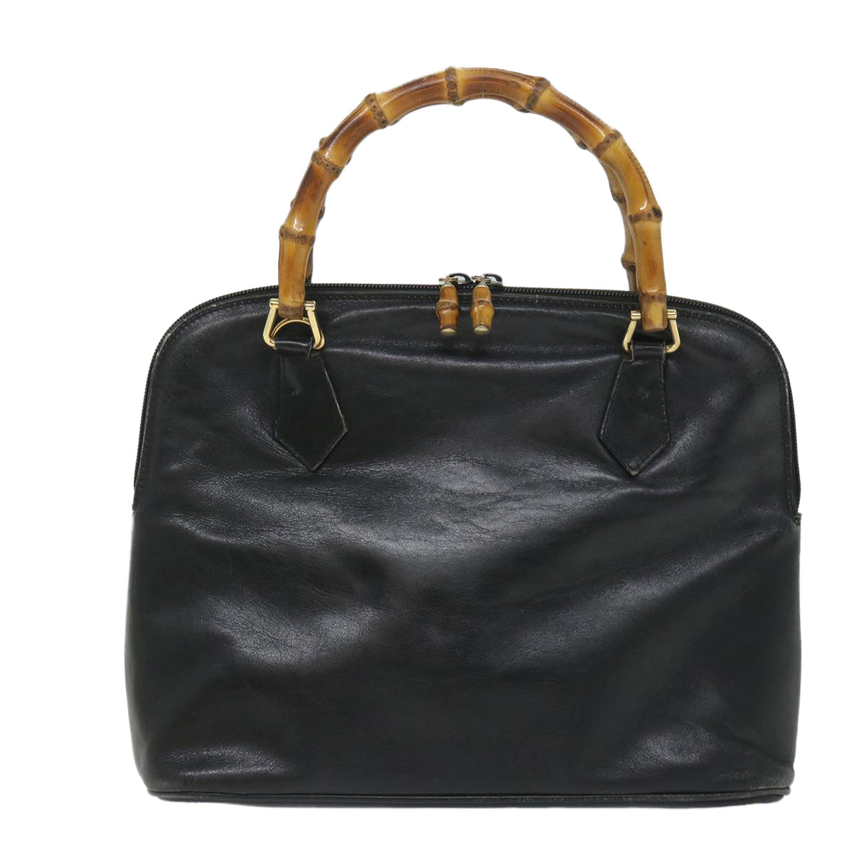 GUCCI Bamboo Shoulder Bag Leather 2way Black 000 1186 0289 57796