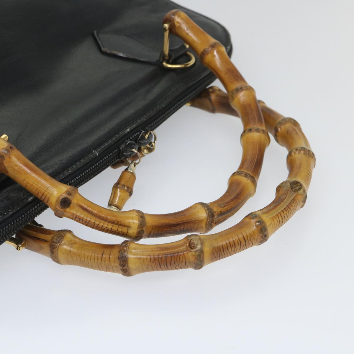 GUCCI Bamboo Shoulder Bag Leather 2way Black 000 1186 0289 57796