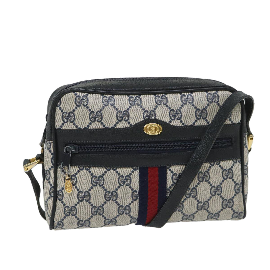 GUCCI GG Supreme Sherry Line Shoulder Bag Red Navy gray 010 378 57831