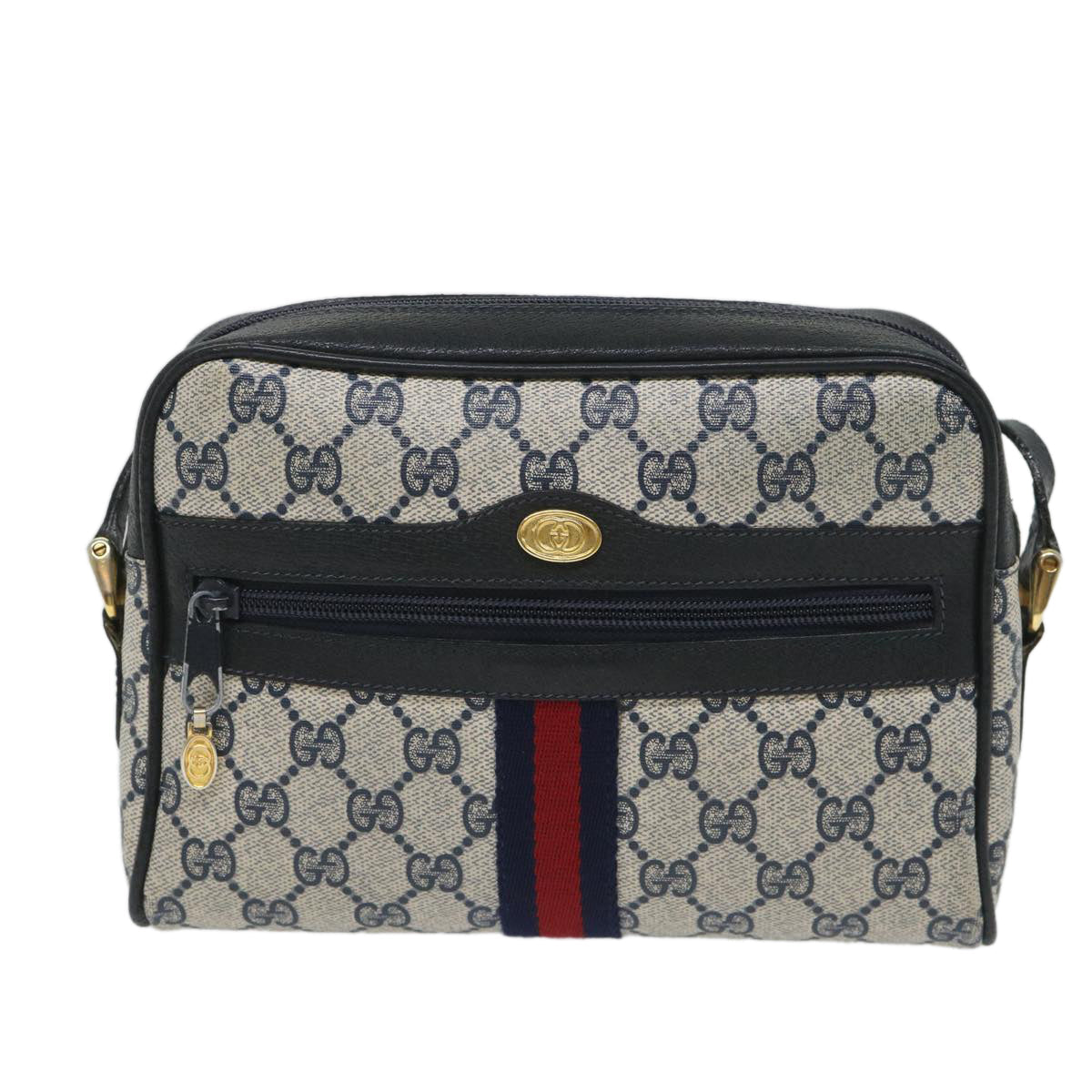 GUCCI GG Supreme Sherry Line Shoulder Bag Red Navy gray 010 378 57831
