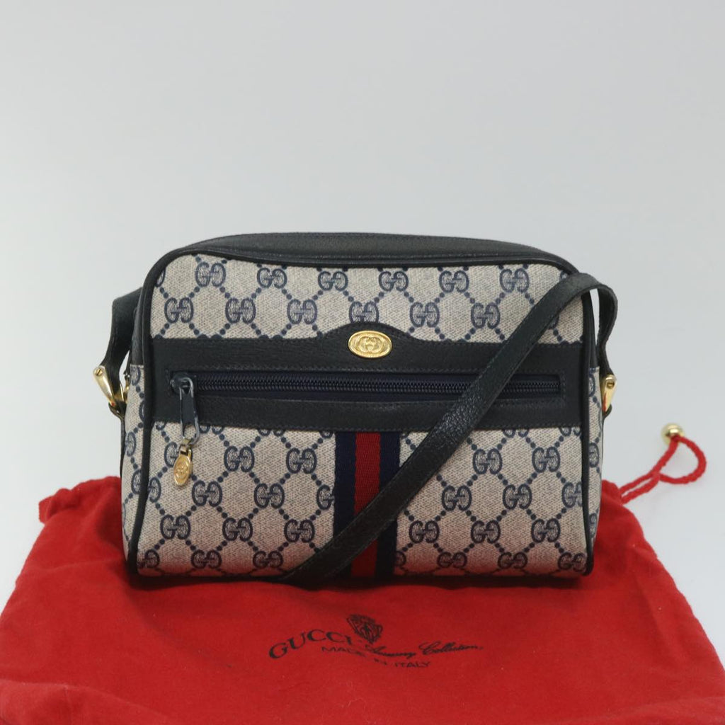 GUCCI GG Supreme Sherry Line Shoulder Bag Red Navy gray 010 378 57831