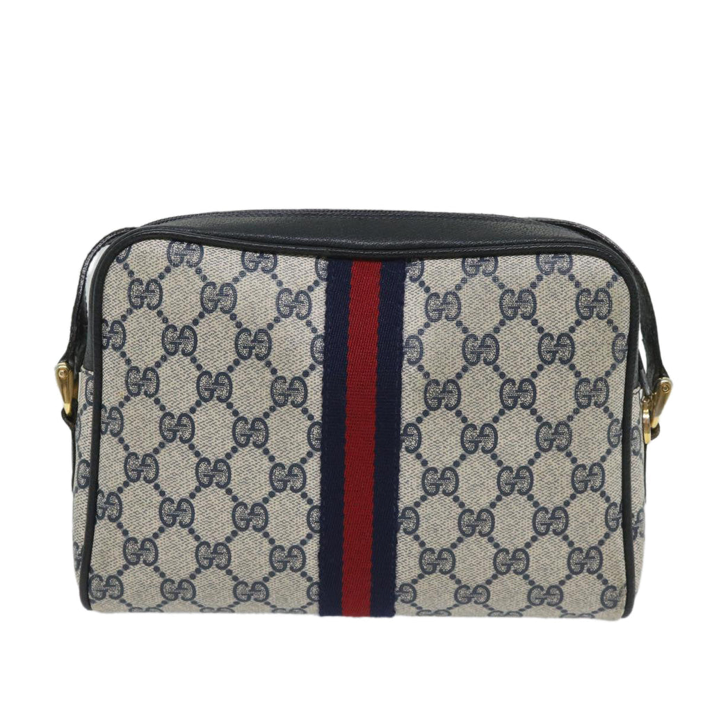 GUCCI GG Supreme Sherry Line Shoulder Bag Red Navy gray 010 378 57831