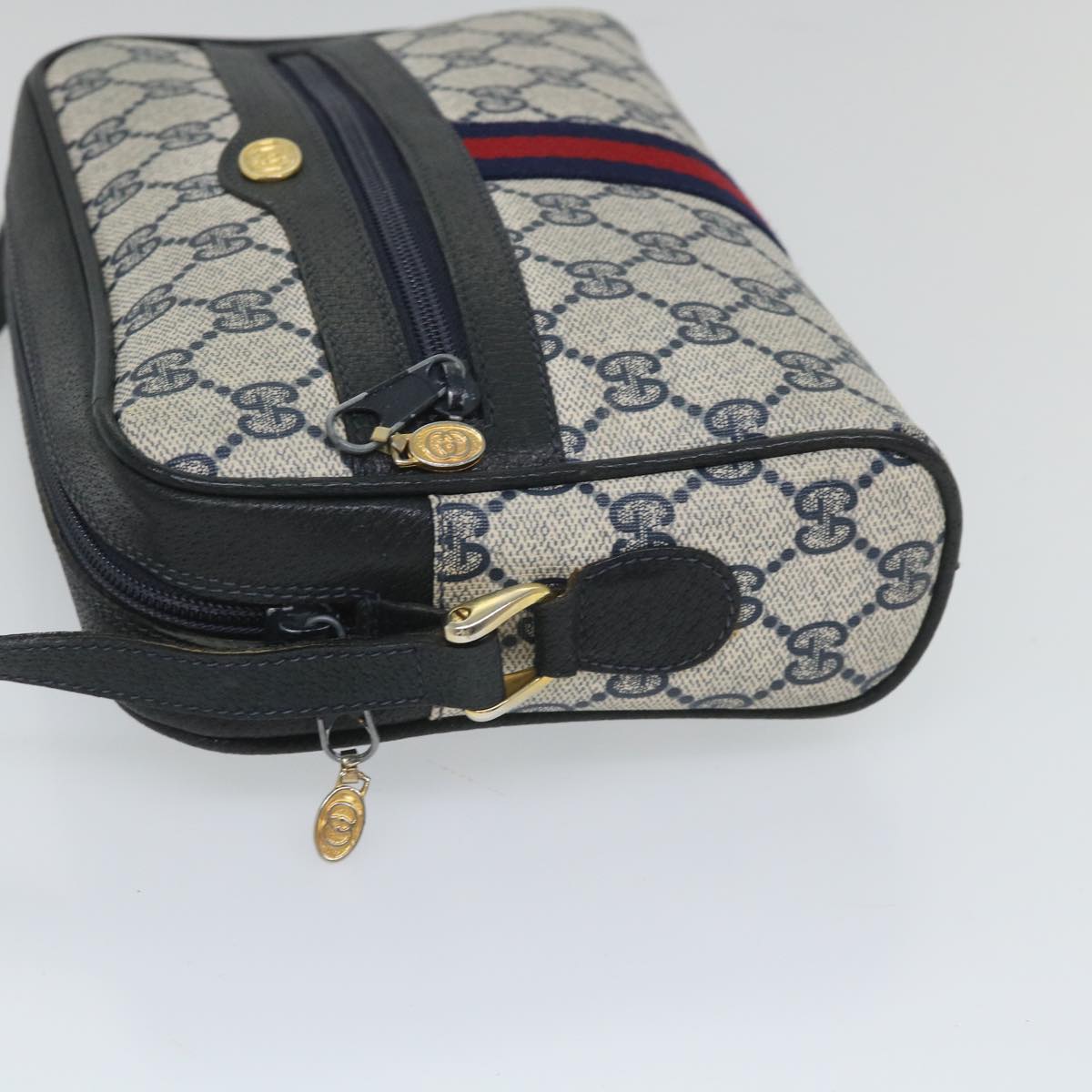 GUCCI GG Supreme Sherry Line Shoulder Bag Red Navy gray 010 378 57831