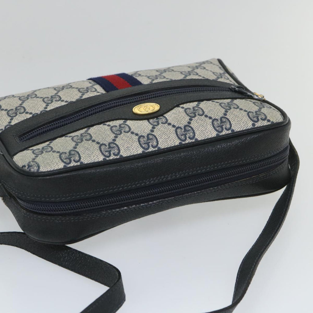 GUCCI GG Supreme Sherry Line Shoulder Bag Red Navy gray 010 378 57831