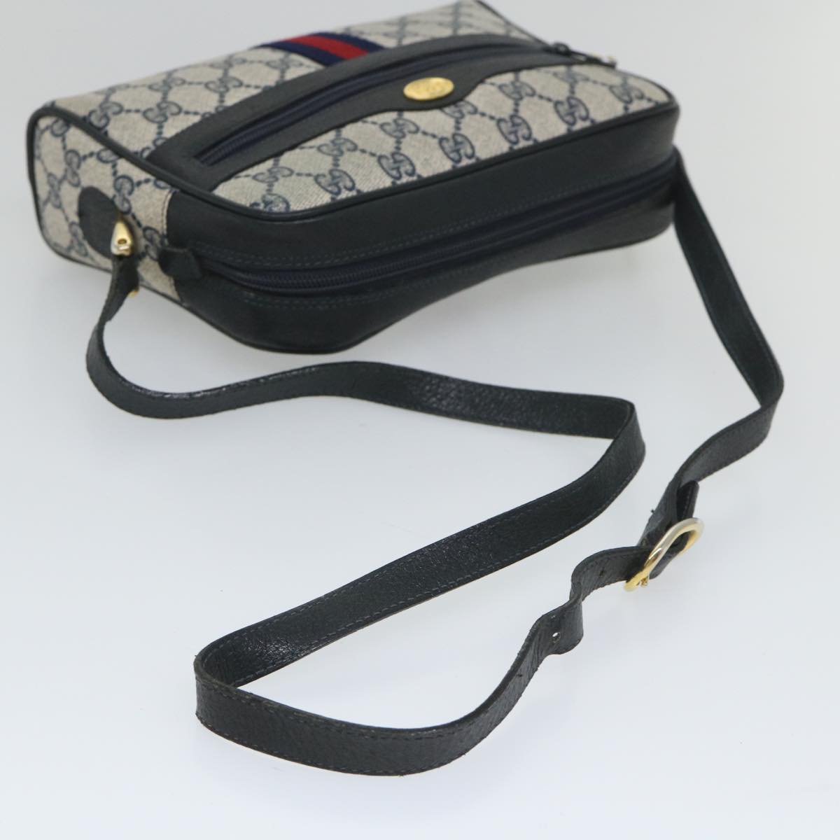 GUCCI GG Supreme Sherry Line Shoulder Bag Red Navy gray 010 378 57831