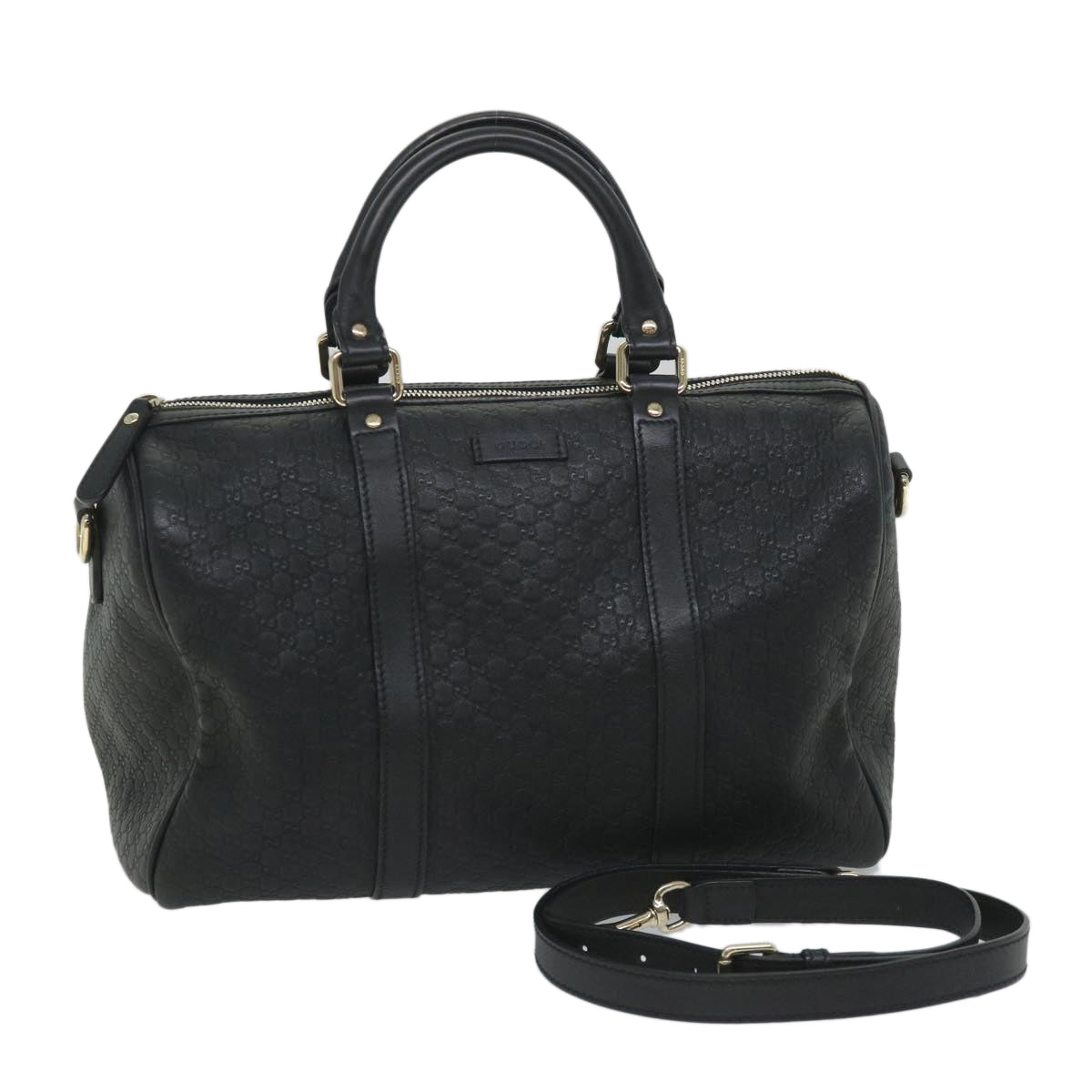 GUCCI Micro GG Canvas Boston Bag 2way Black 449646 57837