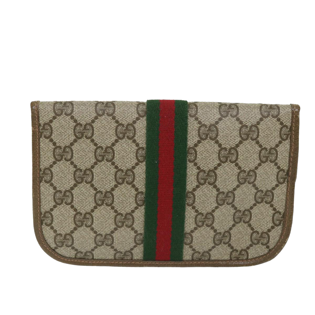 GUCCI GG Supreme Web Sherry Line Pouch Beige Red Green 89 01 021 57892