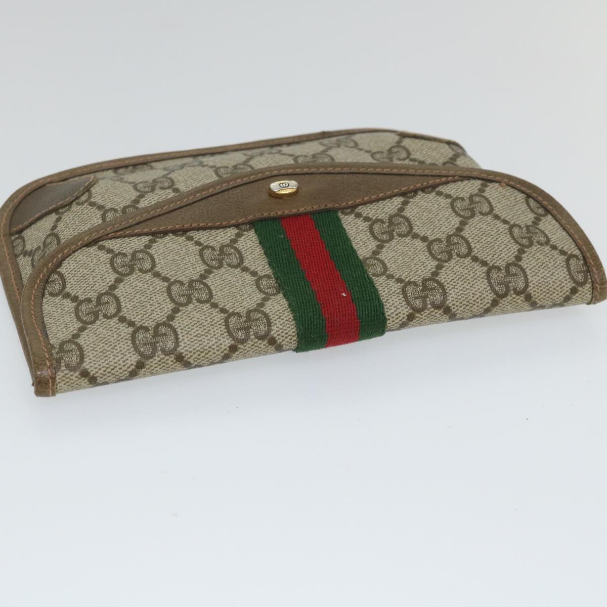GUCCI GG Supreme Web Sherry Line Pouch Beige Red Green 89 01 021 57892