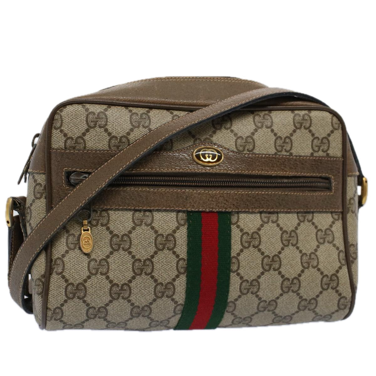 GUCCI GG Supreme Web Sherry Line Shoulder Bag Beige Red 68 02 004 57916