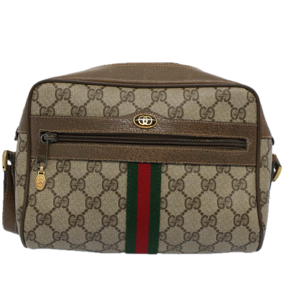 GUCCI GG Supreme Web Sherry Line Shoulder Bag Beige Red 68 02 004 57916