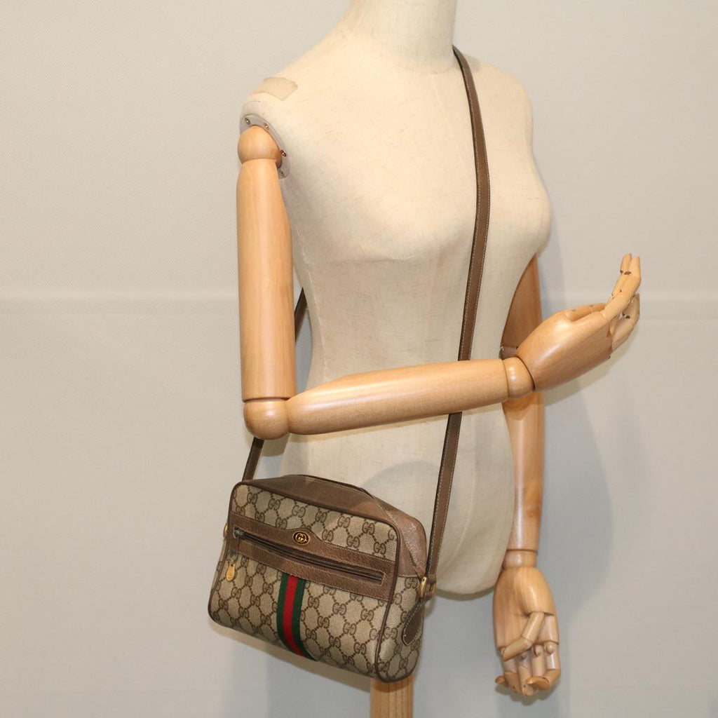 GUCCI GG Supreme Web Sherry Line Shoulder Bag Beige Red 68 02 004 57916