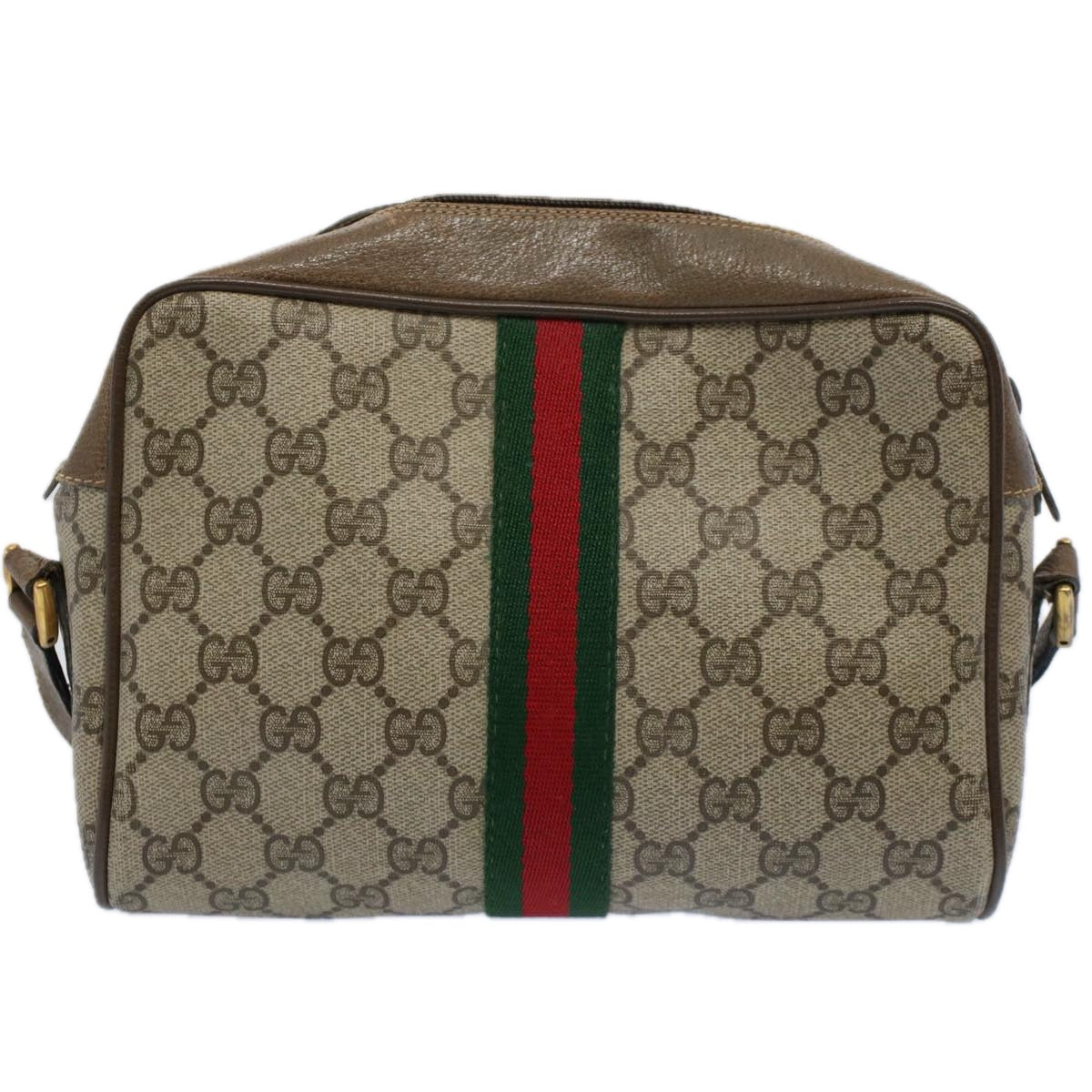 GUCCI GG Supreme Web Sherry Line Shoulder Bag Beige Red 68 02 004 57916