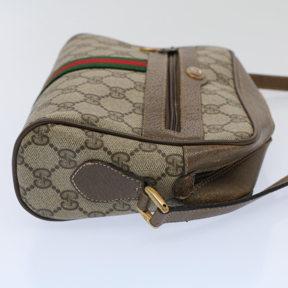 GUCCI GG Supreme Web Sherry Line Shoulder Bag Beige Red 68 02 004 57916