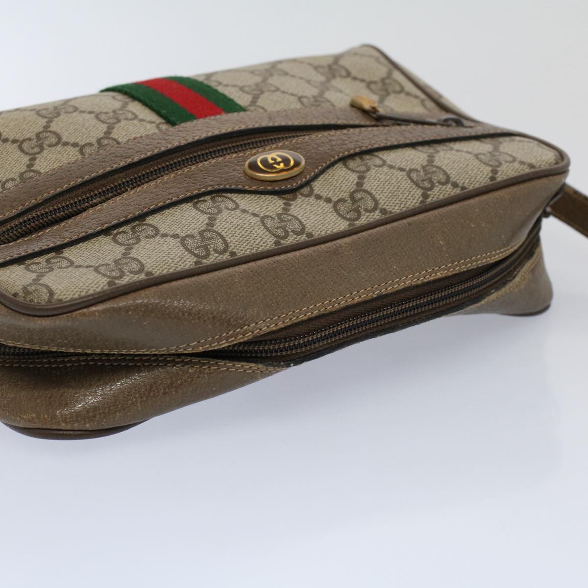 GUCCI GG Supreme Web Sherry Line Shoulder Bag Beige Red 68 02 004 57916
