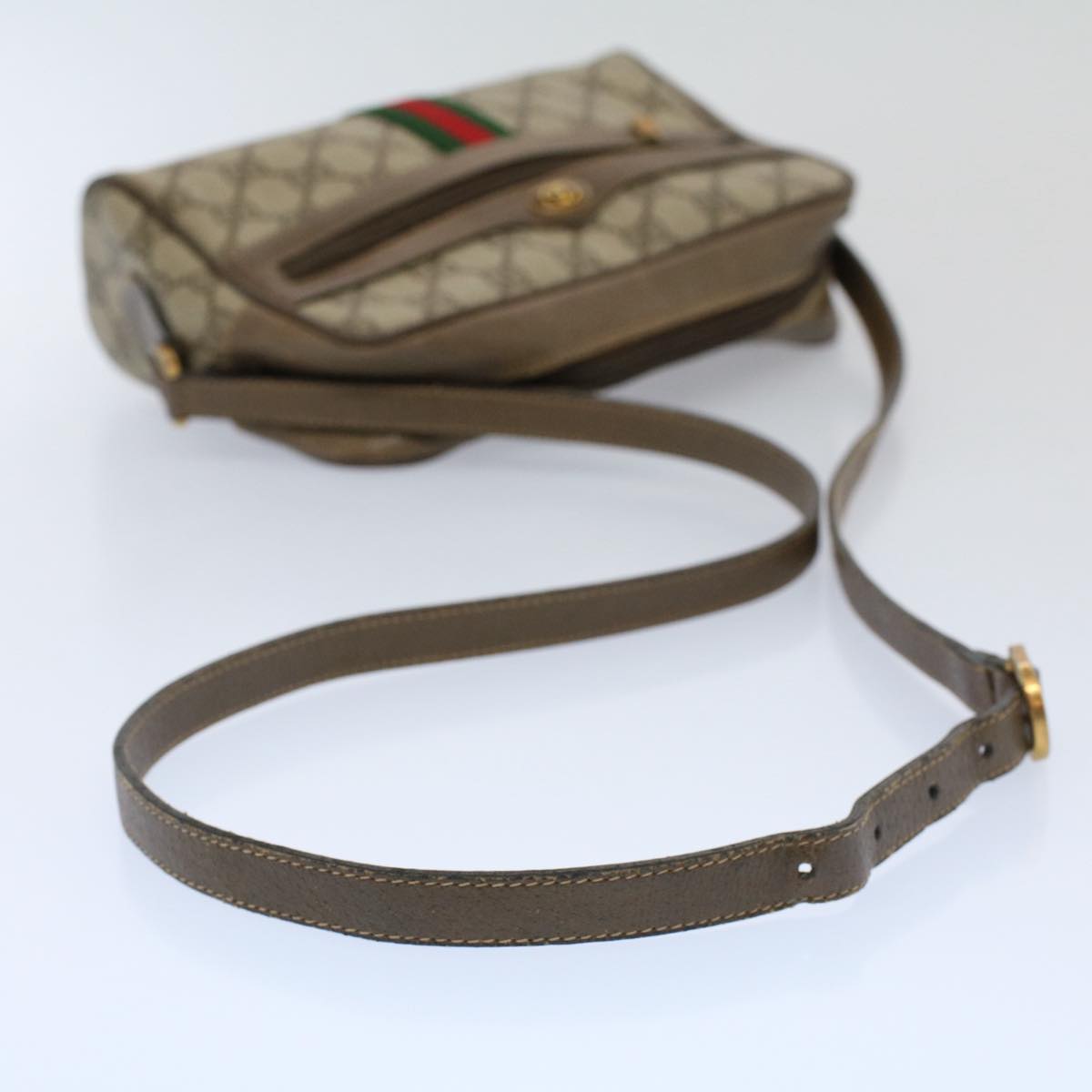 GUCCI GG Supreme Web Sherry Line Shoulder Bag Beige Red 68 02 004 57916