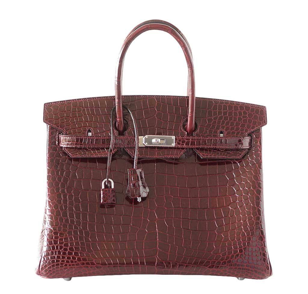 HermÃƒÆ’Ã‚Â¨s Birkin 35 Bordeaux Porosus Crocodile Bag