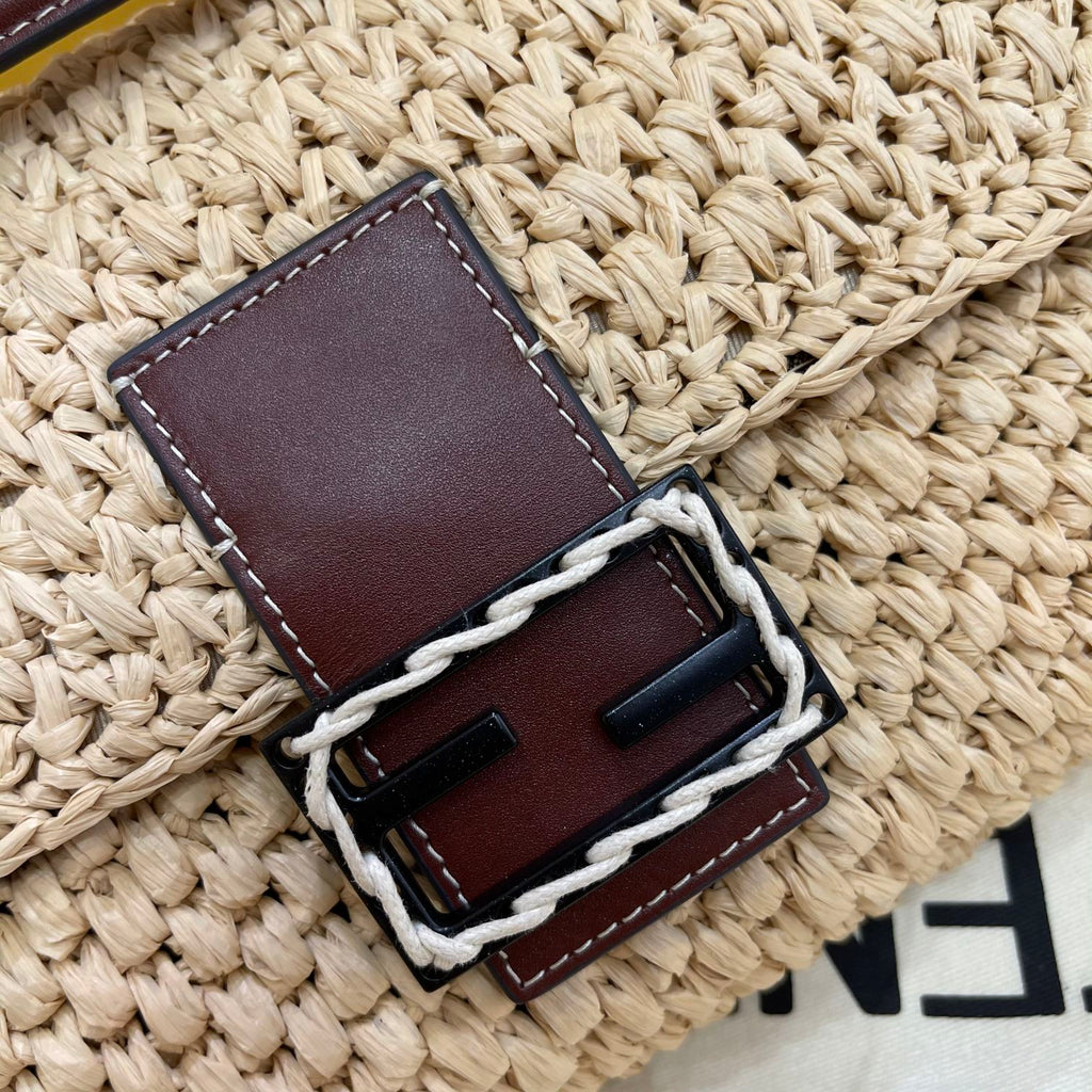 FI Baguette Woven Straw Red For Women, Handbags, Shoulder And Crossbody Bags 10.2in/26cm FF