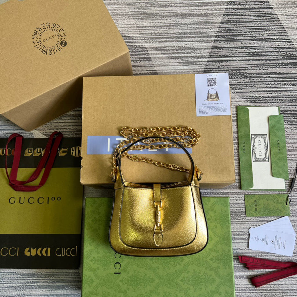 gg Jackie 1961 Lizard Mini Bag Gold For Women, Women’s Bags 7.5in/19cm gg ‎