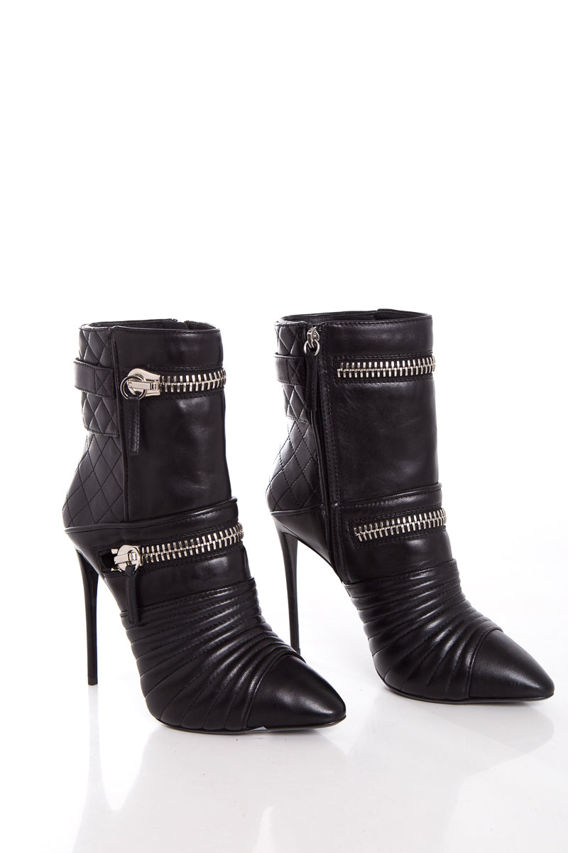 Guiseppe Zanotti Black Zipper Booties SZ 38.5