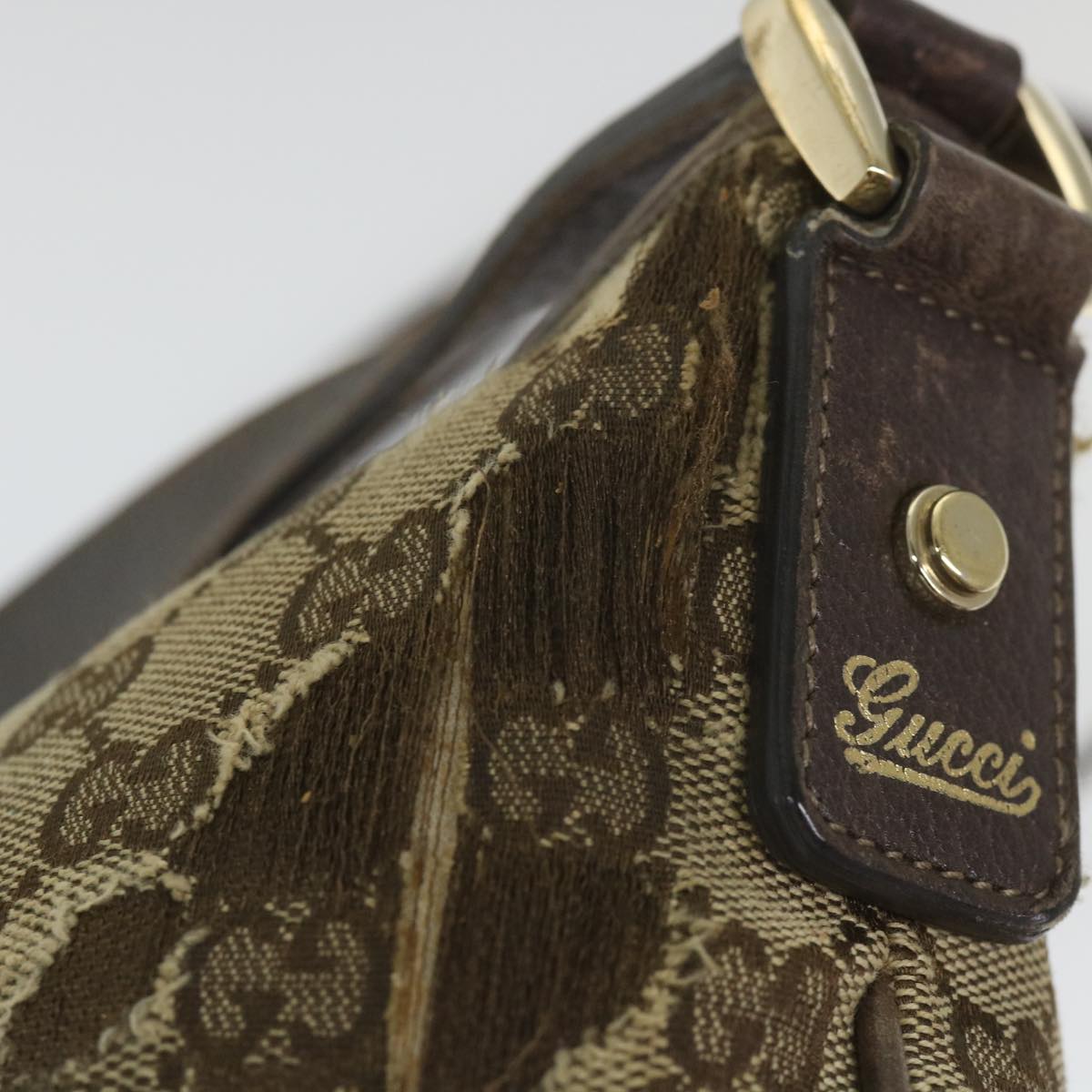 GUCCI GG Canvas Shoulder Bag Beige 131326 58039