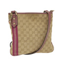 GUCCI GG Canvas Sherry Line Shoulder Bag Beige Pink 144388 58040