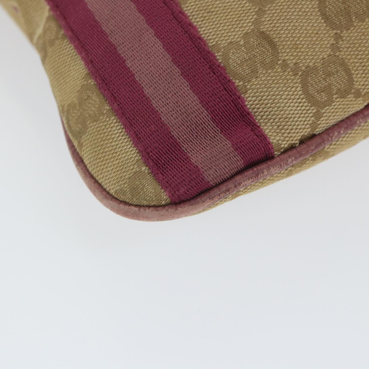 GUCCI GG Canvas Sherry Line Shoulder Bag Beige Pink 144388 58040