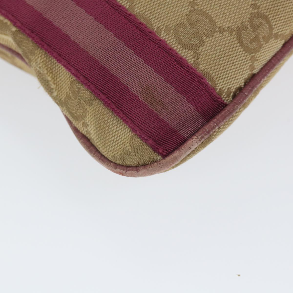 GUCCI GG Canvas Sherry Line Shoulder Bag Beige Pink 144388 58040