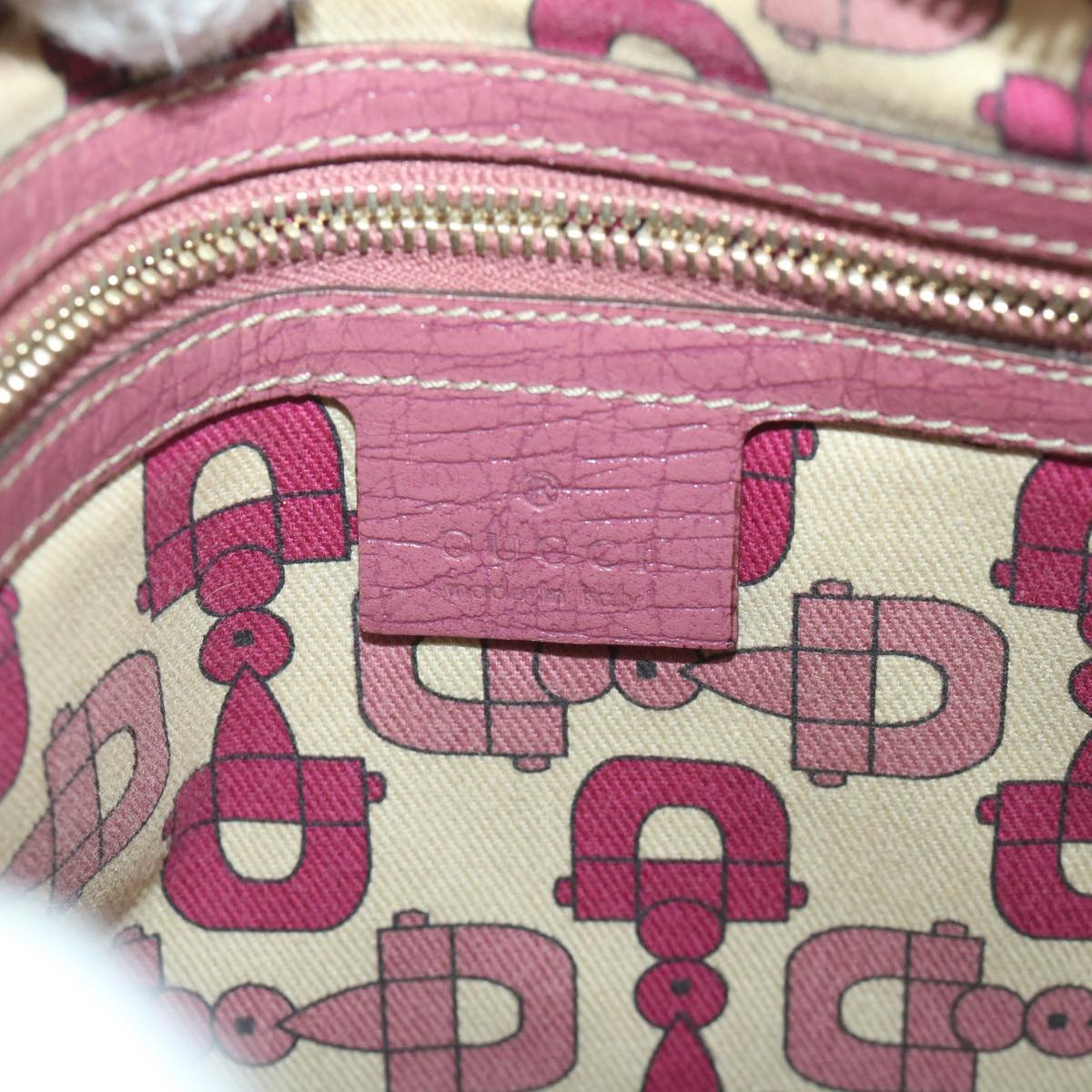 GUCCI GG Canvas Sherry Line Shoulder Bag Beige Pink 144388 58040
