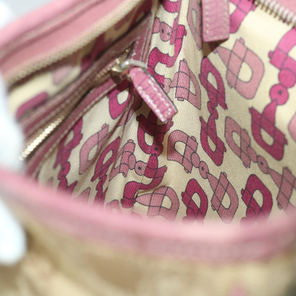 GUCCI GG Canvas Sherry Line Shoulder Bag Beige Pink 144388 58040