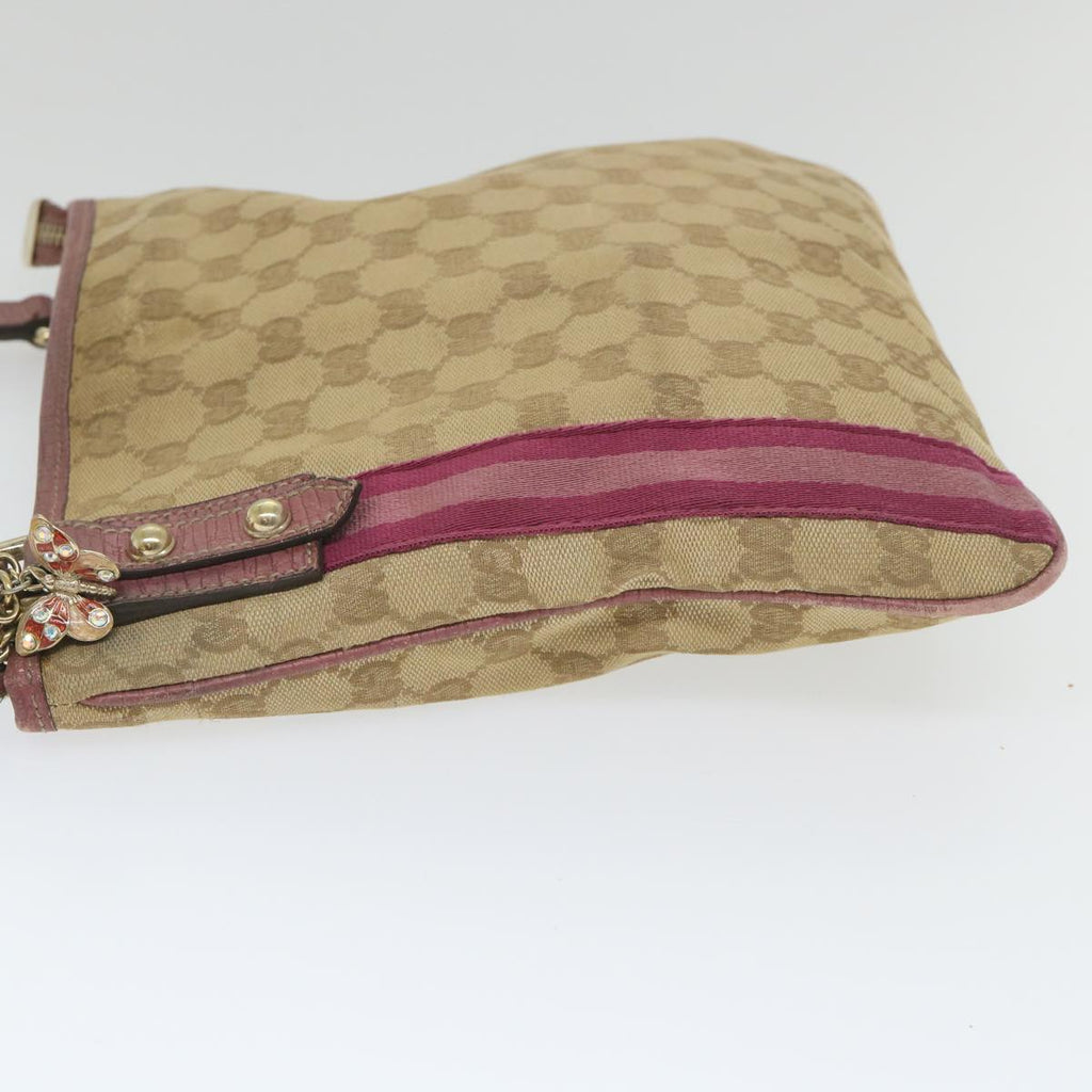 GUCCI GG Canvas Sherry Line Shoulder Bag Beige Pink 144388 58040