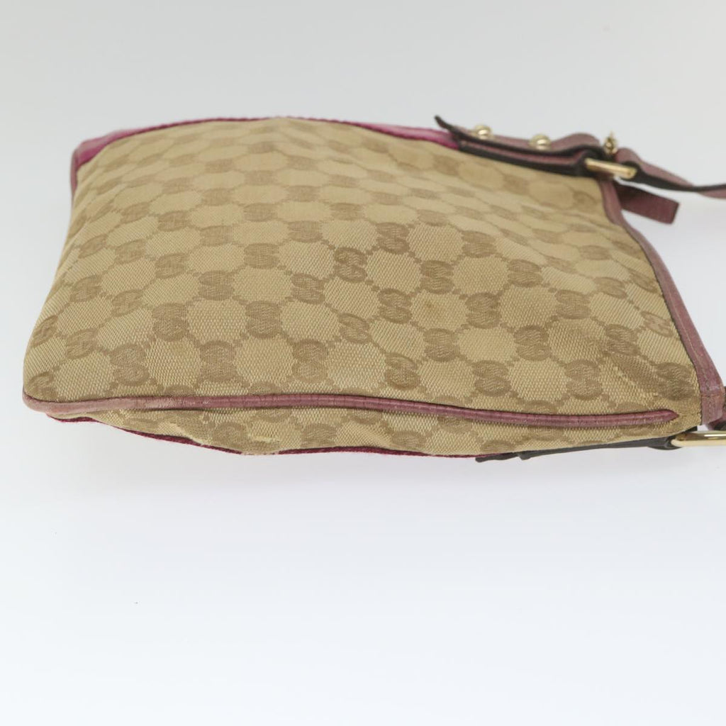 GUCCI GG Canvas Sherry Line Shoulder Bag Beige Pink 144388 58040
