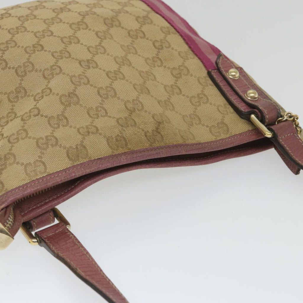 GUCCI GG Canvas Sherry Line Shoulder Bag Beige Pink 144388 58040