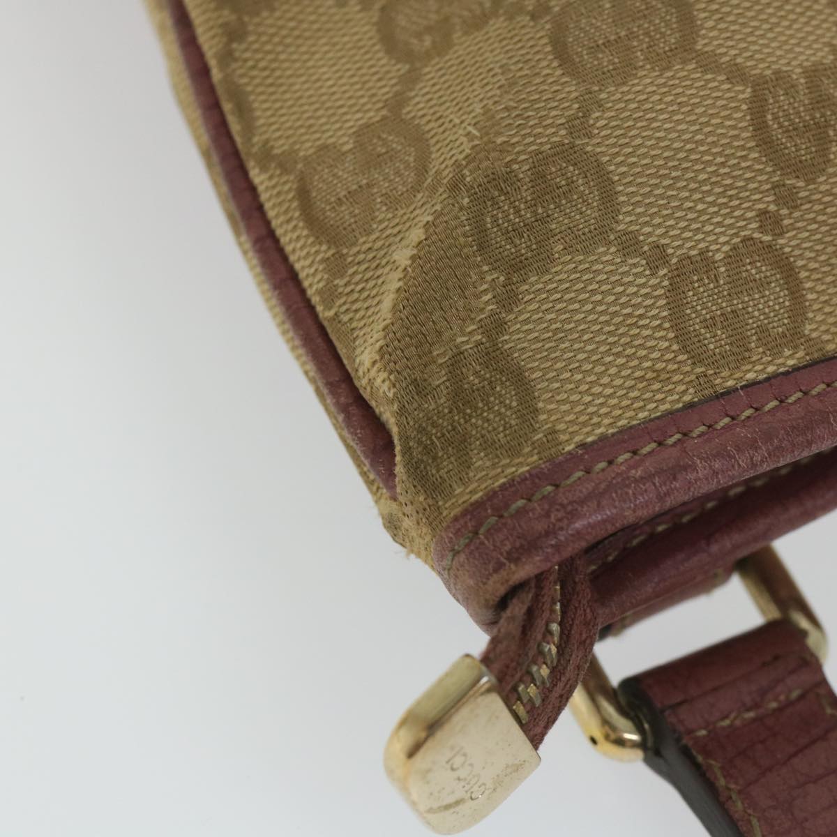GUCCI GG Canvas Sherry Line Shoulder Bag Beige Pink 144388 58040