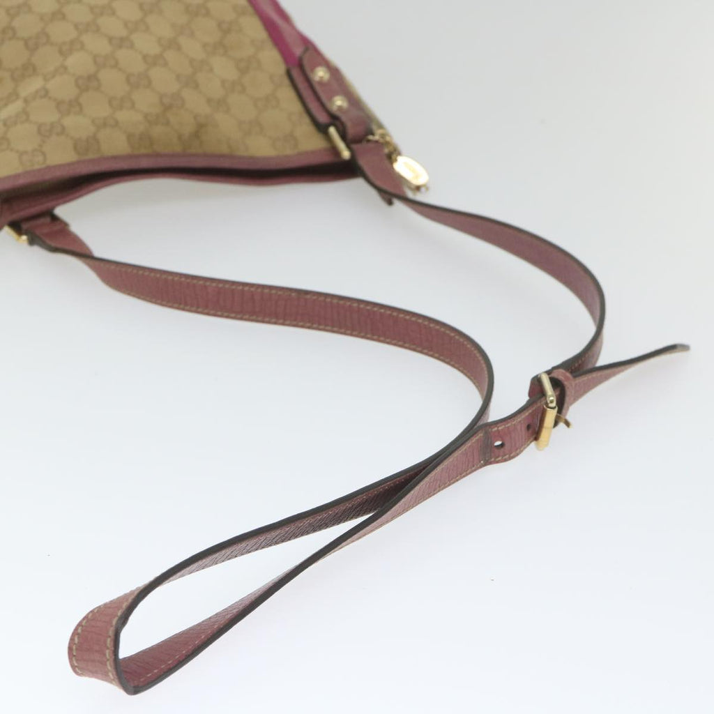 GUCCI GG Canvas Sherry Line Shoulder Bag Beige Pink 144388 58040