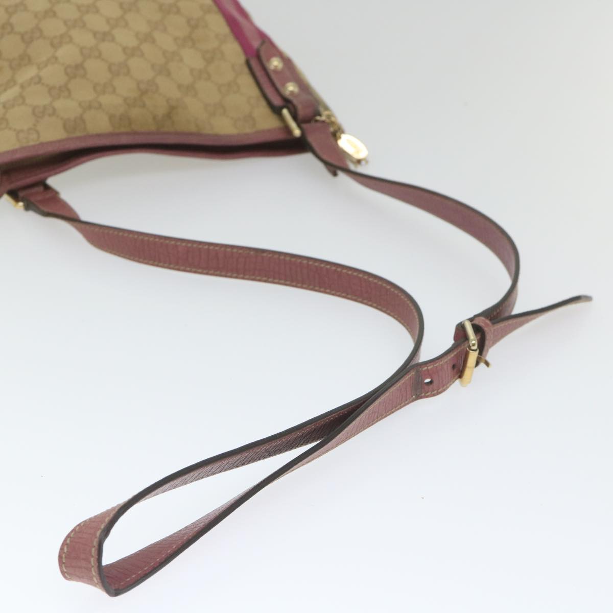 GUCCI GG Canvas Sherry Line Shoulder Bag Beige Pink 144388 58040
