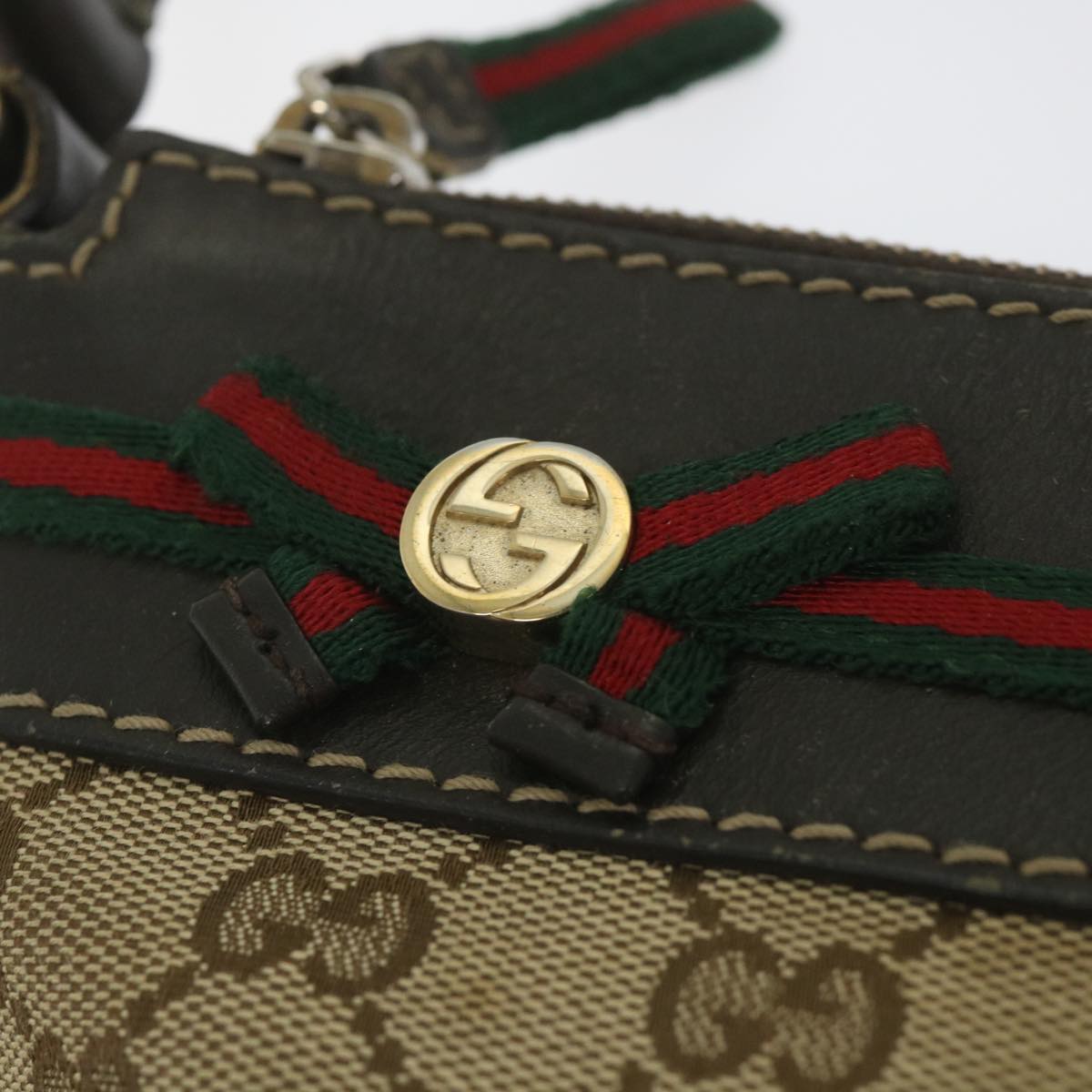 GUCCI GG Canvas Web Sherry Line Shoulder Bag Beige Red Green 257065 58041