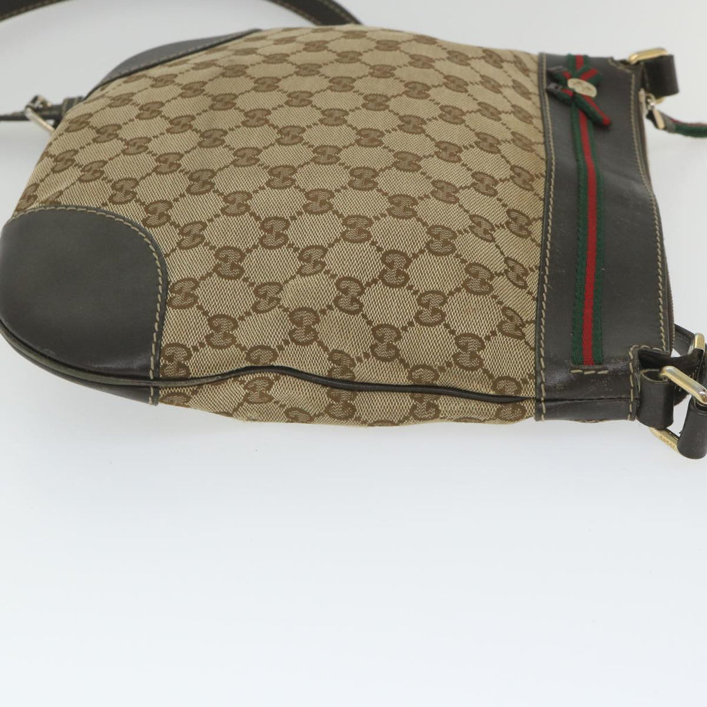 GUCCI GG Canvas Web Sherry Line Shoulder Bag Beige Red Green 257065 58041